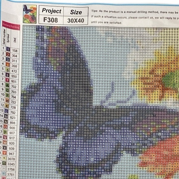 Butterfly Flower Diamond Painting Kit 30x40 DIY Wall Art - Picture 3 of 10